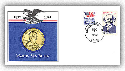 Item #97722 â€“ Commemorative Medal Cover marking Van Burenâ€™s 210th birthday.