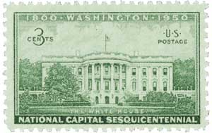 1950 3Â¢ National Capitol Sesquicentennial: Executive Mansion stamp