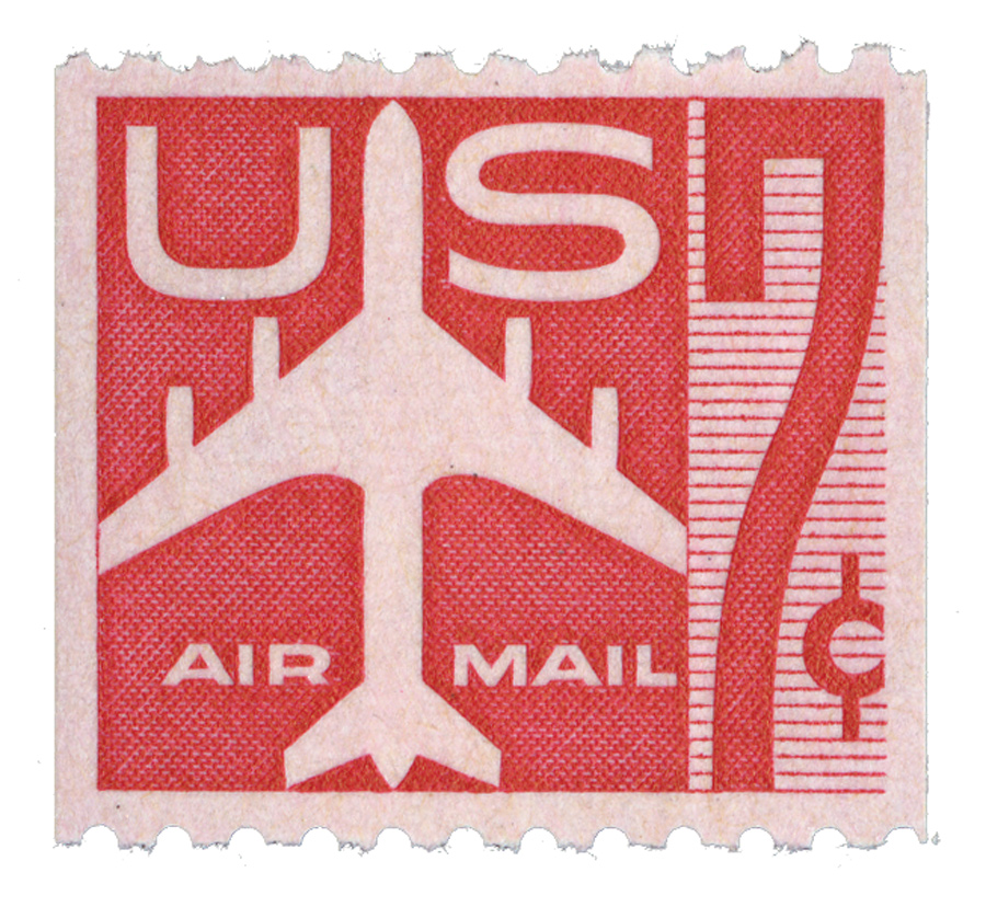 1960 7Â¢ Jet Airliner coil in carmine