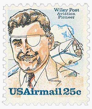 U.S. #C95 – Wiley Post was the first man to complete a solo flight around the world.