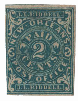 1861 2c Postmasters' Provisional of New Orleans, LA, blue
