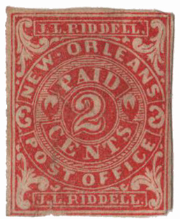 1862 2c Postmasters' Provisional of New Orleans, LA, red