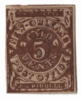 1862 5c Postmasters' Provisional of New Orleans, LA, yellow brown