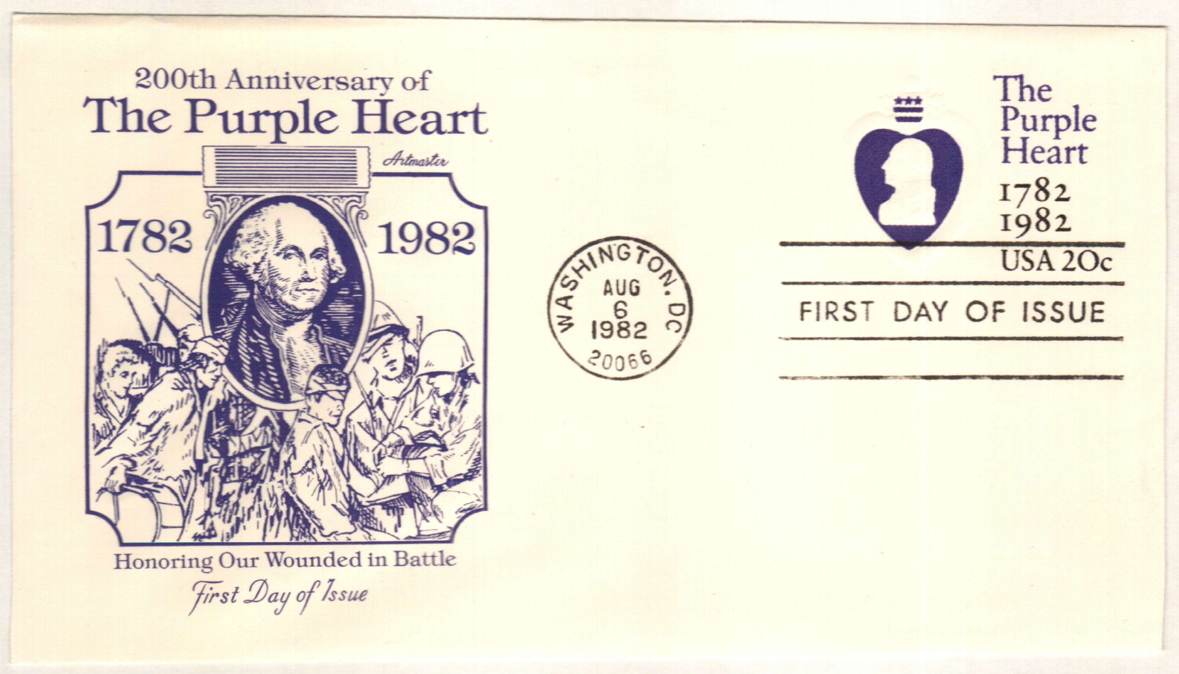 1982 20¢ Purple Heart Stamped Envelope