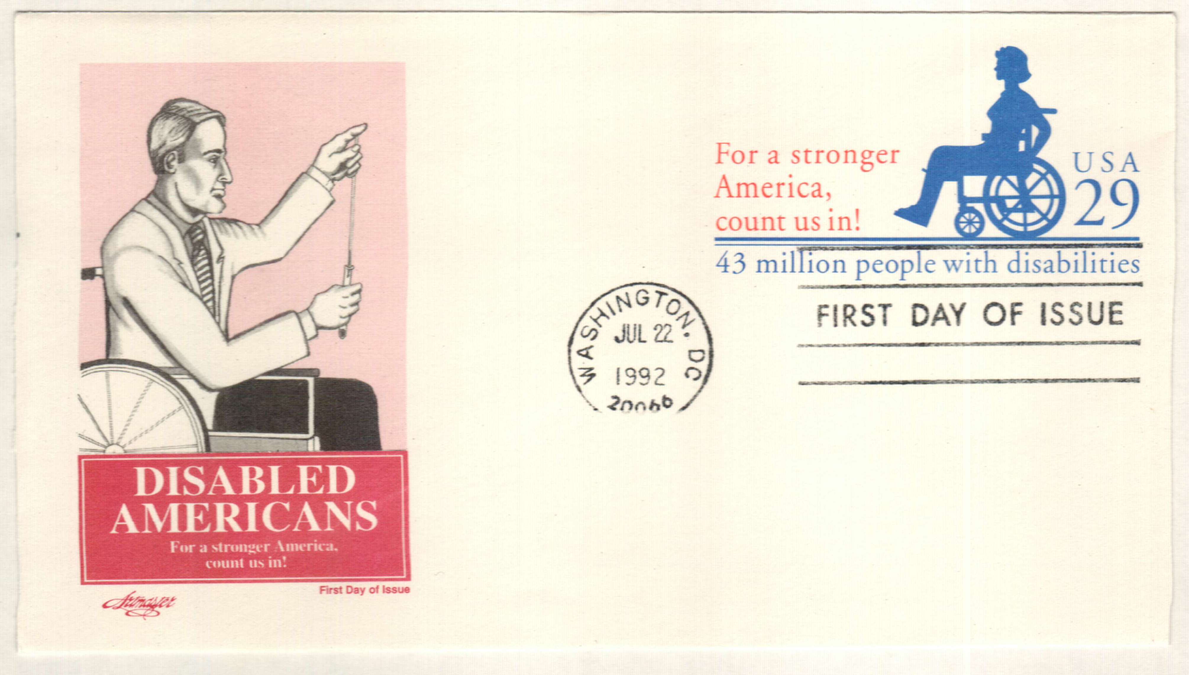 1992 Disabled Americans stamped envelope