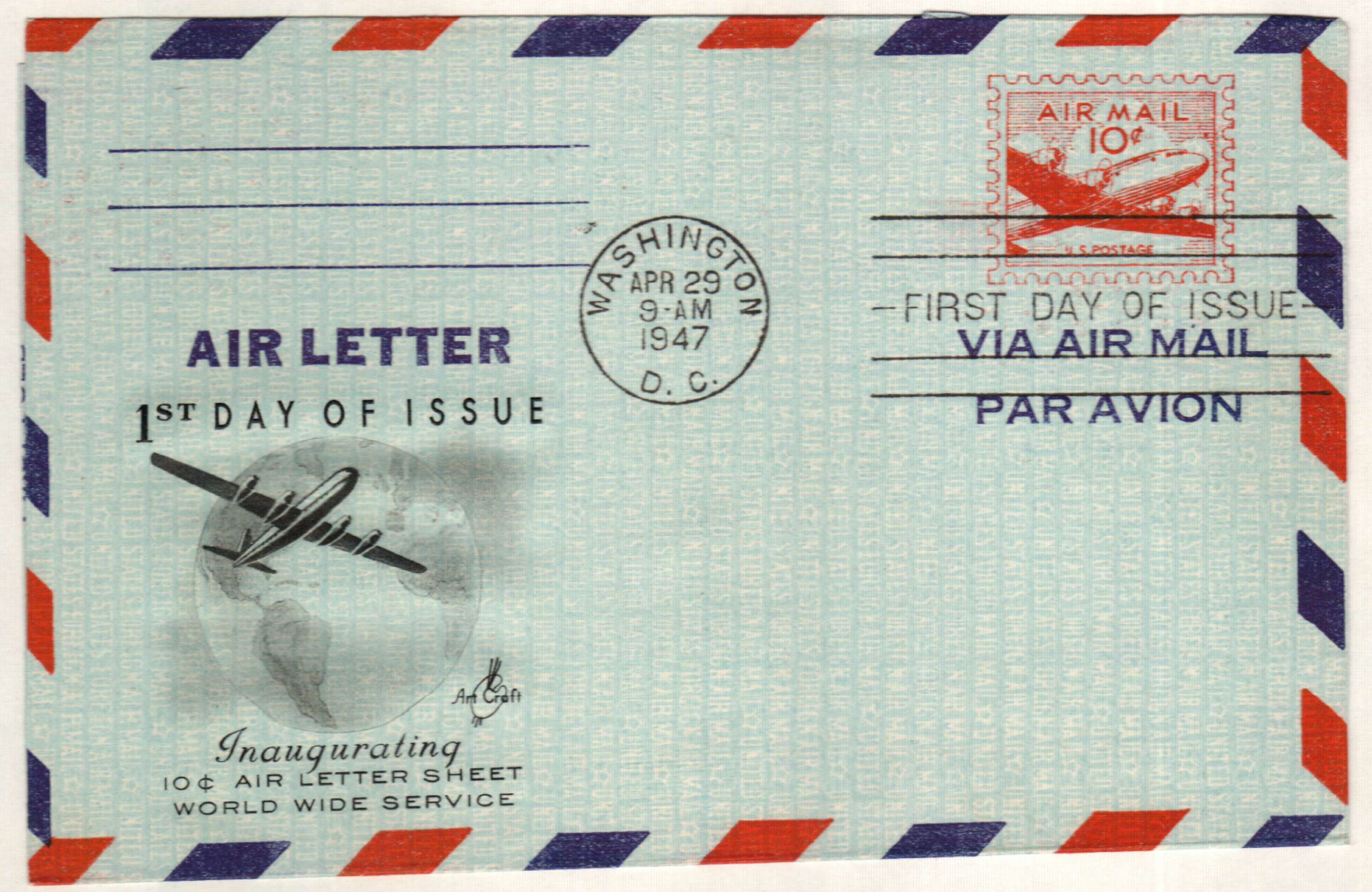 1947 10Â¢ SkyMaster Air Post Envelope