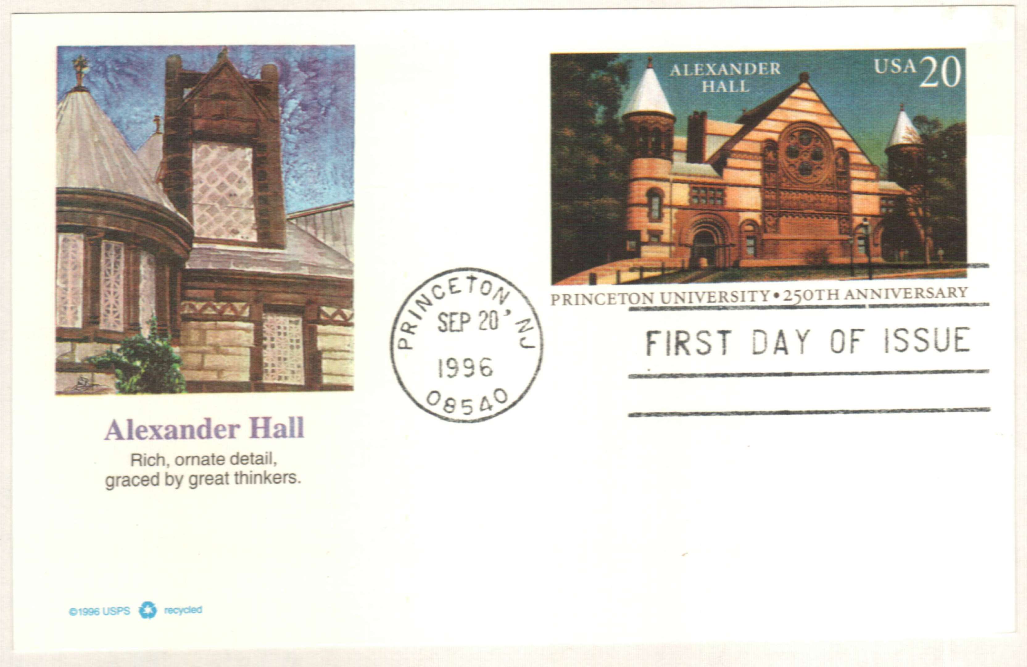 U.S. #UX263 – Princeton 250th anniversary First Day Postcard.