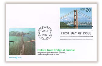 1991 Golden Gate Bridge at Sunrise Postal Card