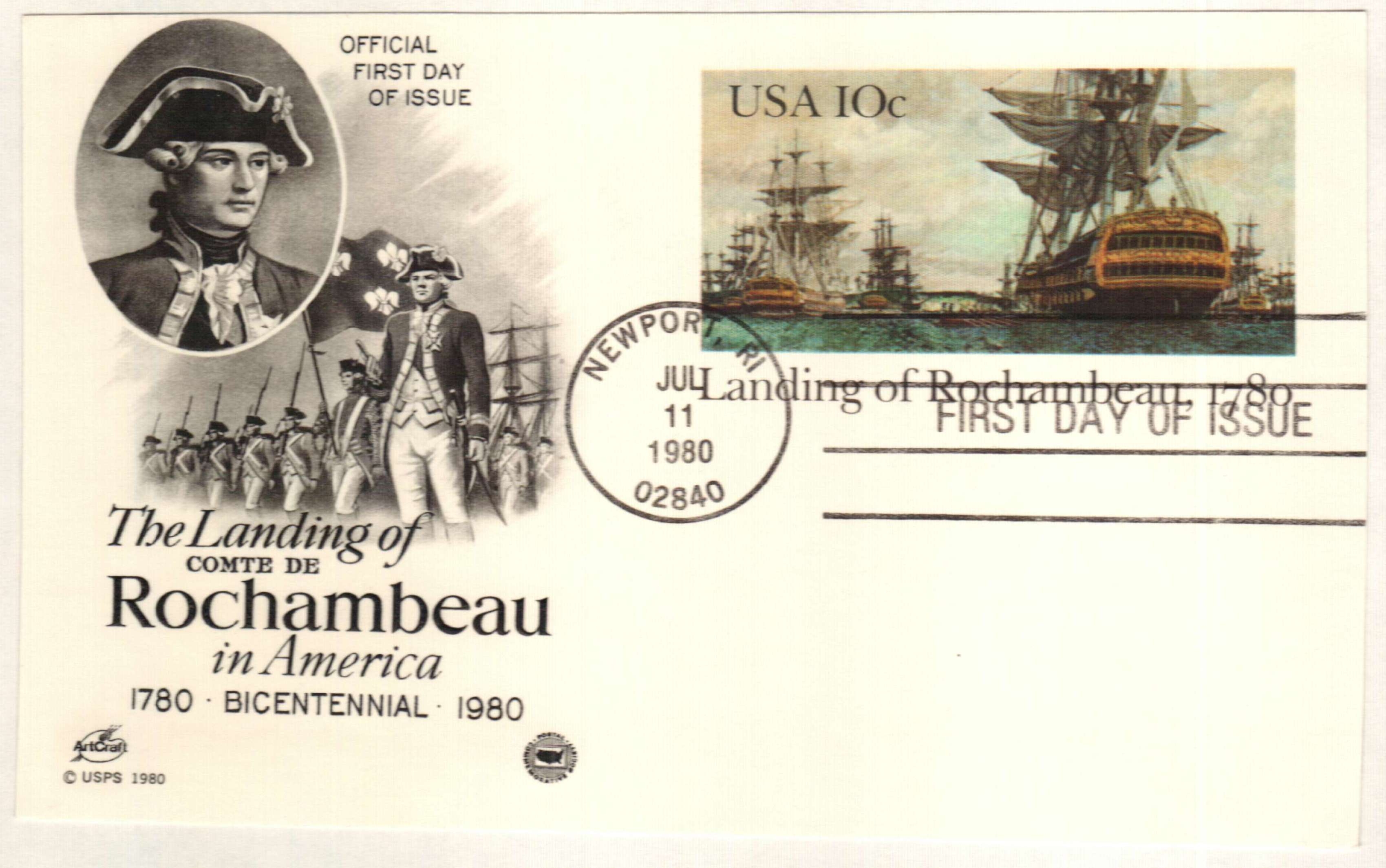 U.S. #UX84 â€“ Postal card commemorating Rochambeauâ€™s arrival in America.