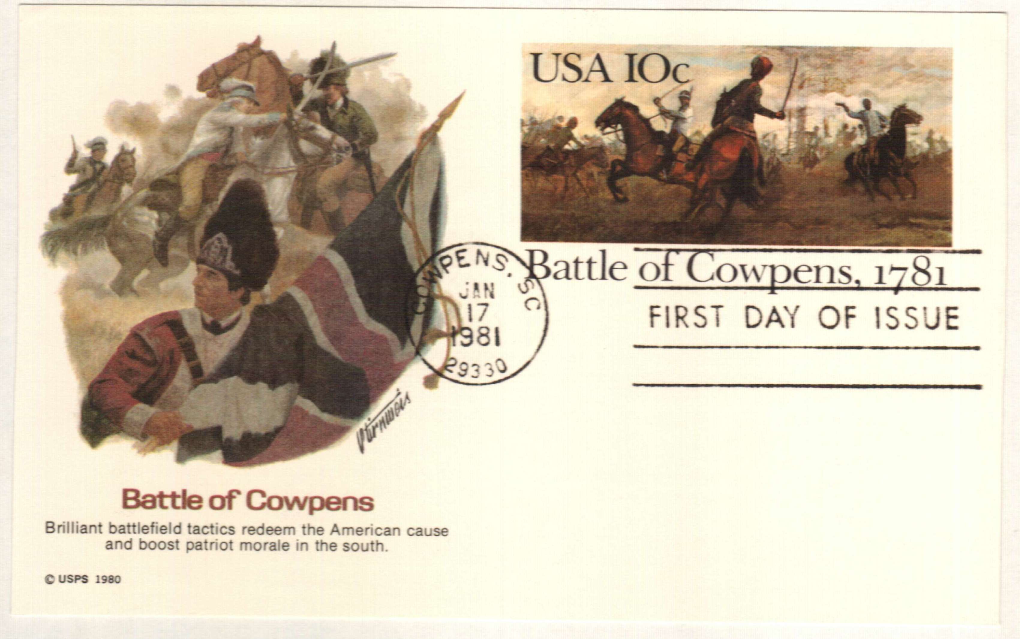 US 1981 10Â¢ Battle of Cowpens Fleetwood Postal Crd