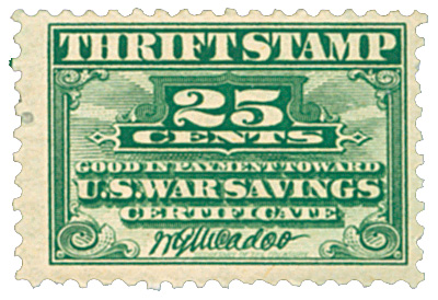 U.S. #WS1 â€“ The first 25Â¢ War Savings Thrift Stamp.