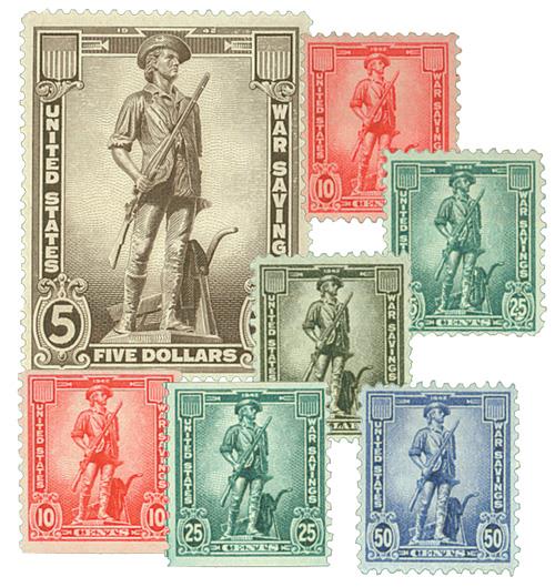 U.S. #WS7-13 – The complete set of seven WWII War Savings Stamps.